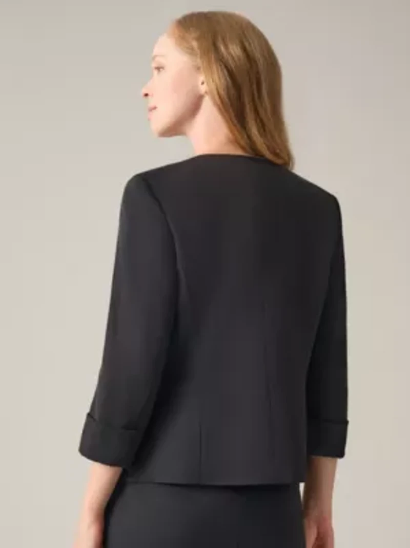 Petite Stretch Crepe Cardigan With Rolled Cuff Sleeves
