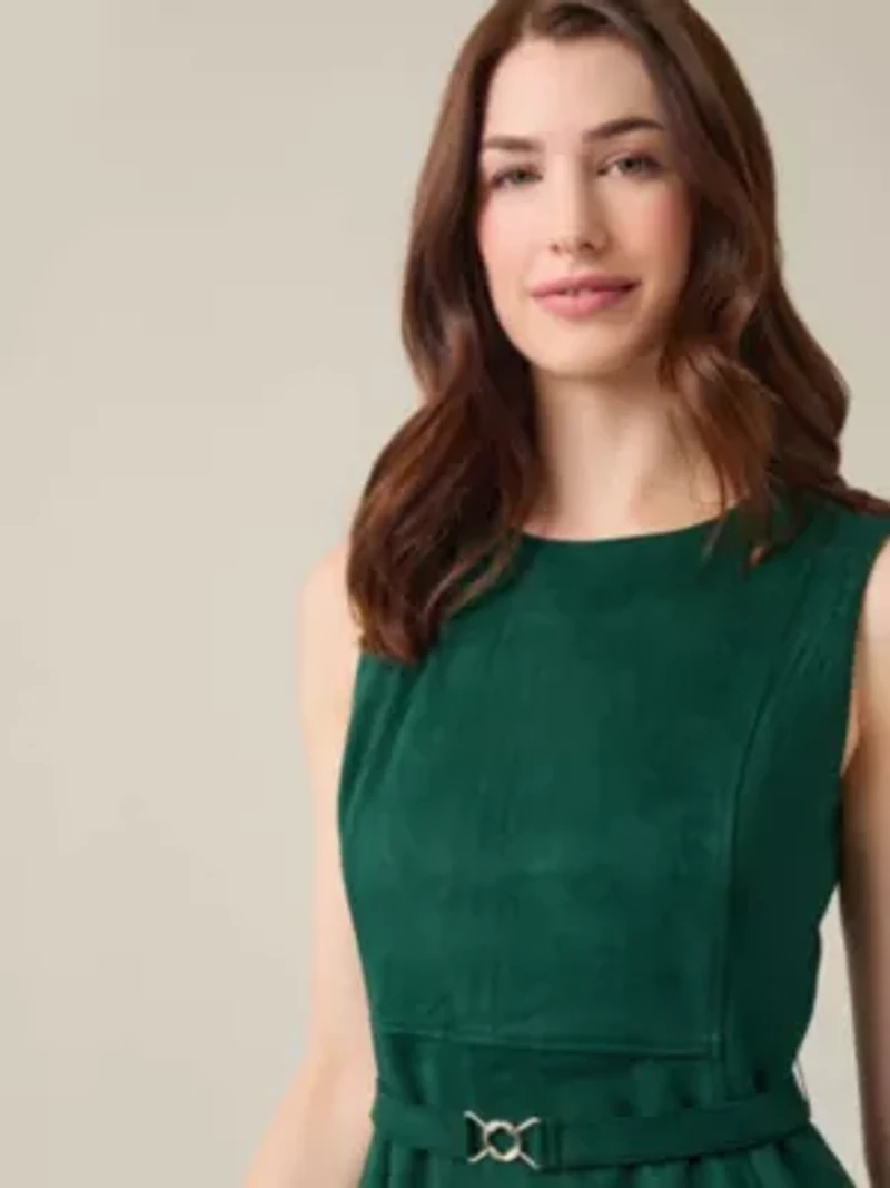 Women's Petite Sheath Dress With Belt