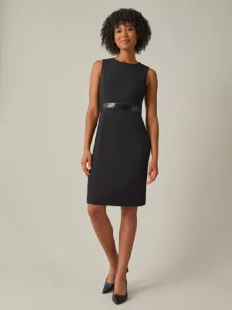 Women's Petite Sheath Dress With Sequin Trim