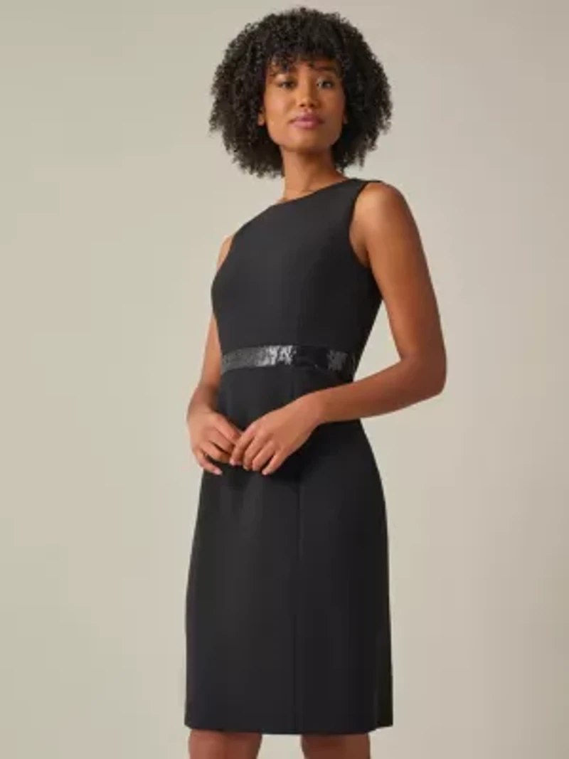 Women's Petite Sheath Dress With Sequin Trim