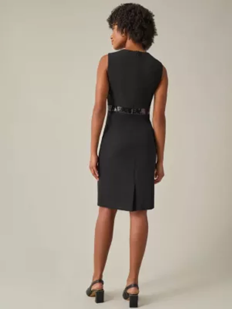 Women's Petite Sheath Dress With Sequin Trim