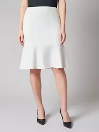 Petite Stretch Crepe Side Zip Flare Skirt