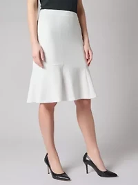 Petite Stretch Crepe Side Zip Flare Skirt