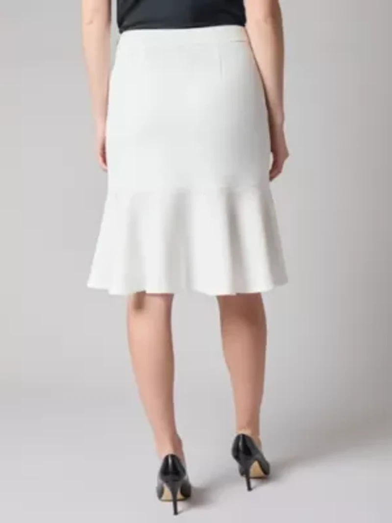 Petite Stretch Crepe Side Zip Flare Skirt