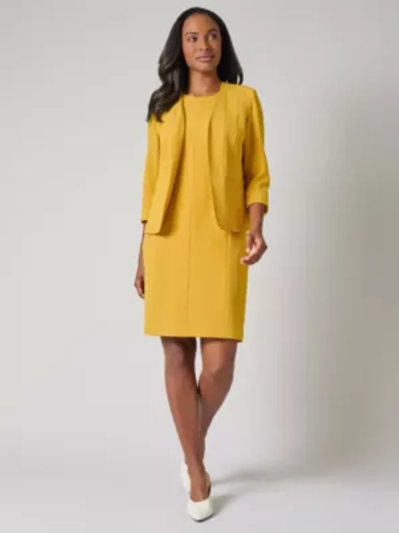 Stretch Crepe Cuff Sleeve Cardigan Jacket