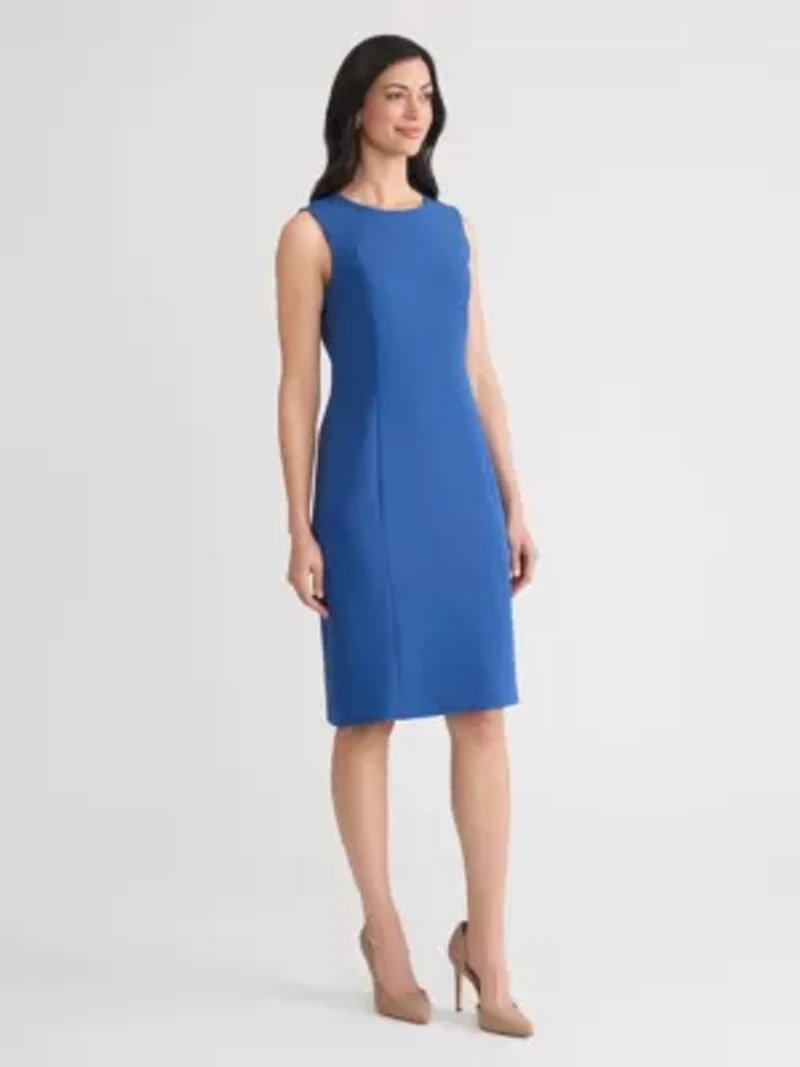 Petite Stretch Crepe Seamed Sheath Dress