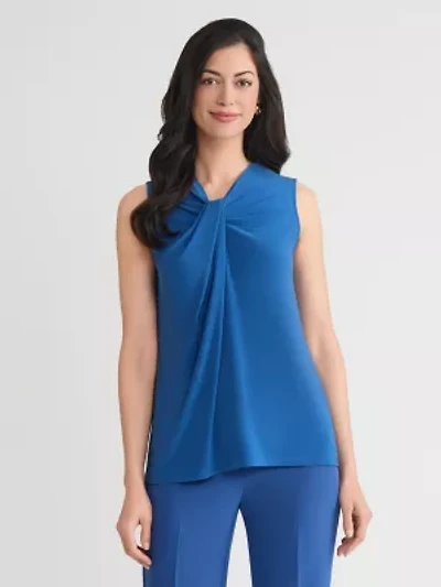 Petite Sleeveless Knot Neck Knit Top