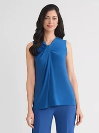 Petite Sleeveless Knot Neck Knit Top