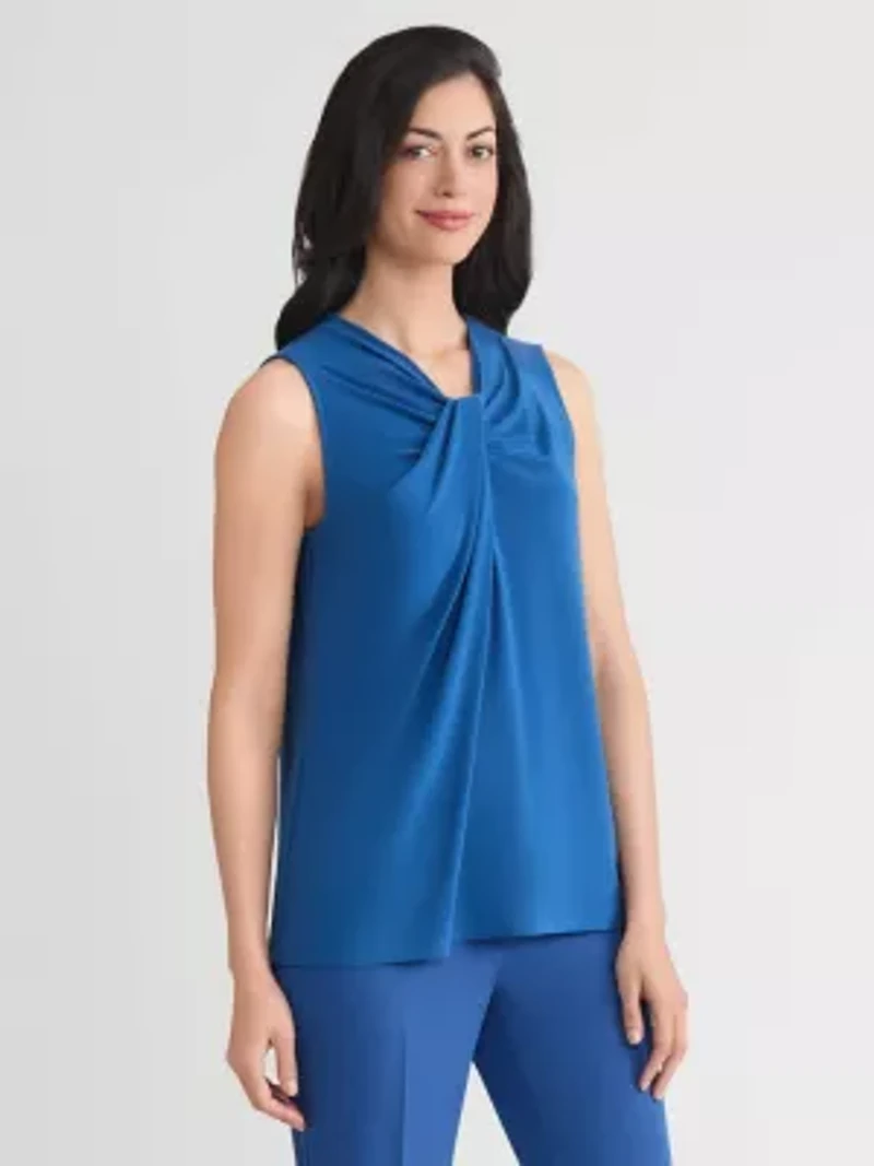 Petite Sleeveless Knot Neck Knit Top