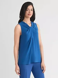 Petite Sleeveless Knot Neck Knit Top