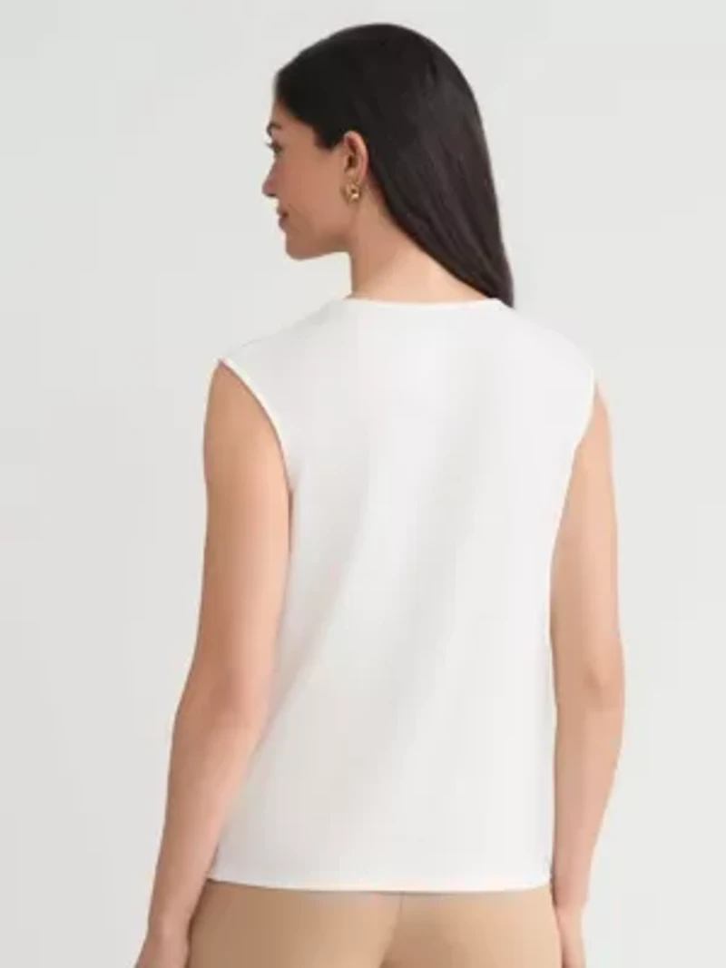 Women's Pleat Neck Knit Top with Hardware