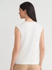 Women's Pleat Neck Knit Top with Hardware