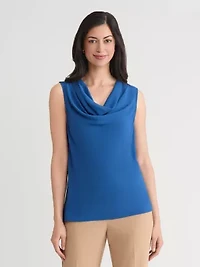 Women's Crepe Sleeveless Drape Neck Blouse