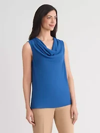 Women's Crepe Sleeveless Drape Neck Blouse