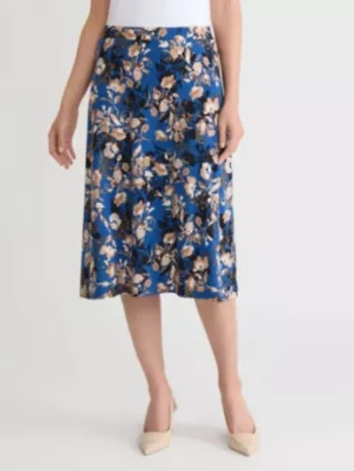 Petite Floral Print Pull On Knit Skirt