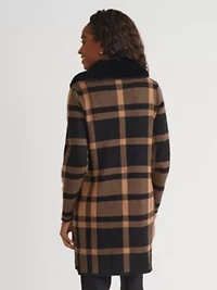 Women's Fur Collared Coatigan with Pockets