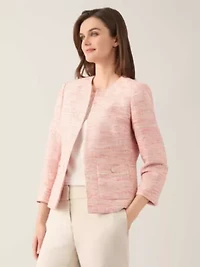 Tweed Open Jacket with Patch Pockets