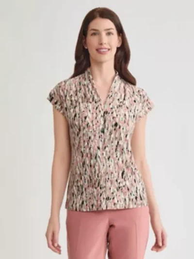 Multi Print V-Neck Knit Top