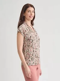 Multi Print V-Neck Knit Top