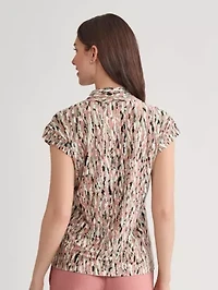 Multi Print V-Neck Knit Top
