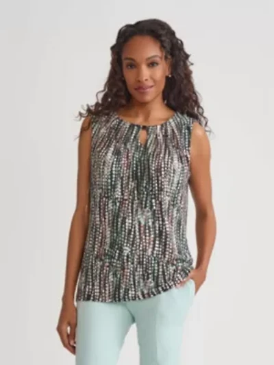 Line Dot Print Sleeveless Knit Top
