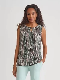 Line Dot Print Sleeveless Knit Top