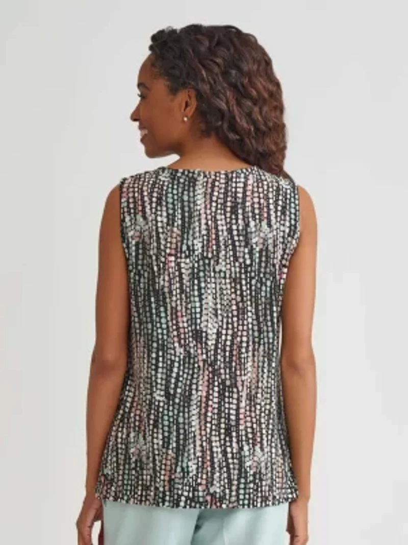 Line Dot Print Sleeveless Knit Top