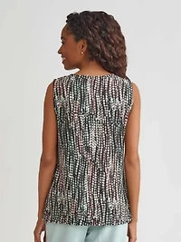Line Dot Print Sleeveless Knit Top