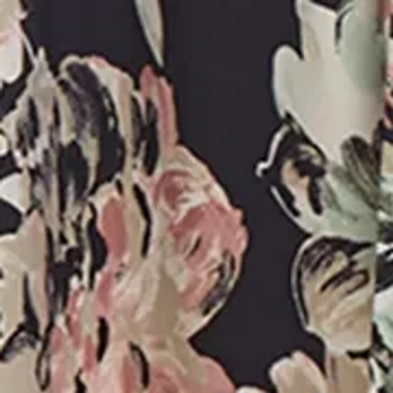 Soft Floral Print Pleat Neck Knit Dress