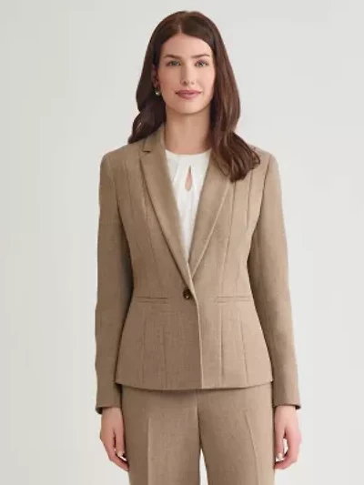 Pebble Crepe One Button Seamed Jacket