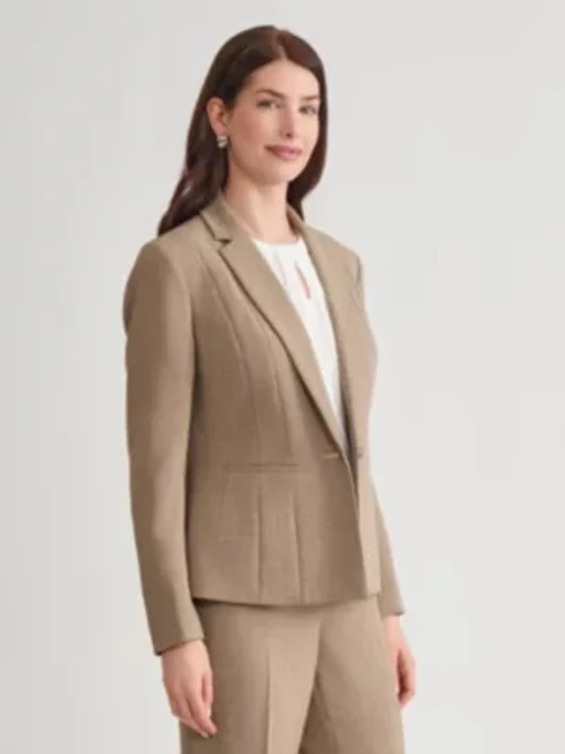 Pebble Crepe One Button Seamed Jacket