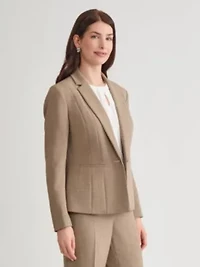 Pebble Crepe One Button Seamed Jacket