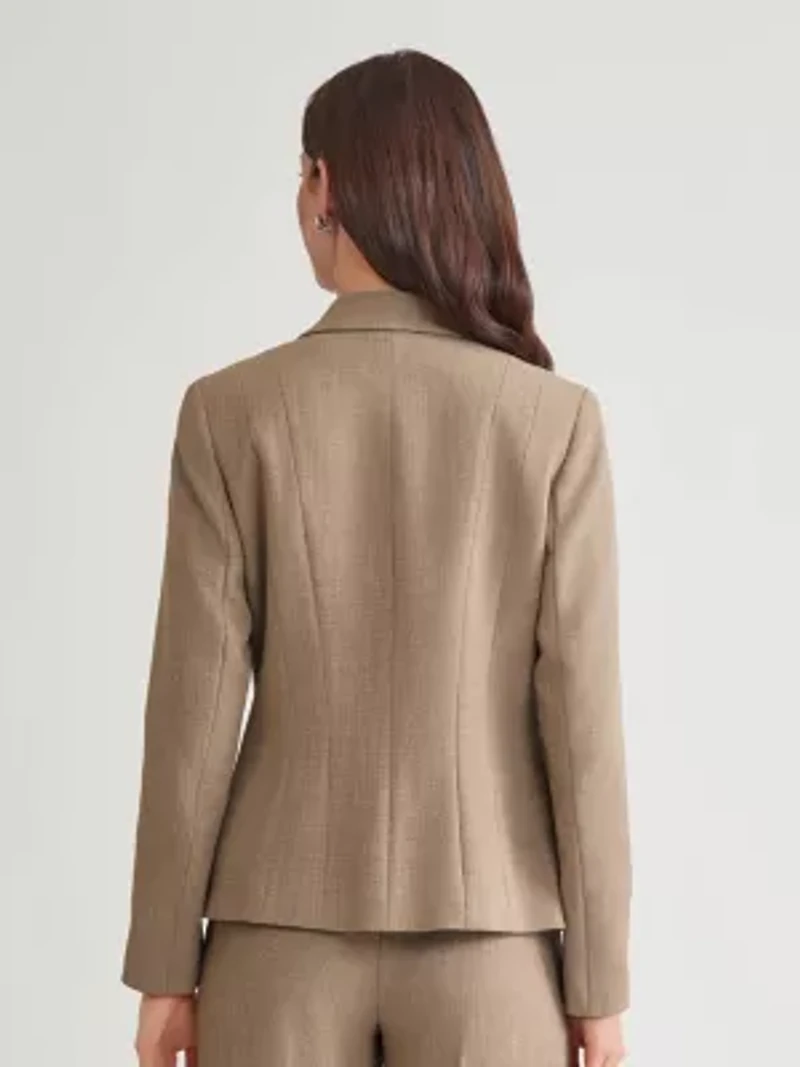 Pebble Crepe One Button Seamed Jacket