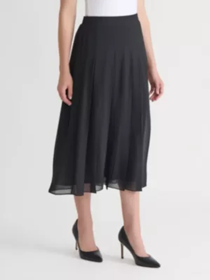 Petite Chiffon Pull On Pleated Skirt