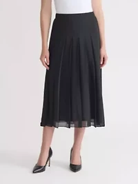 Petite Chiffon Pull On Pleated Skirt