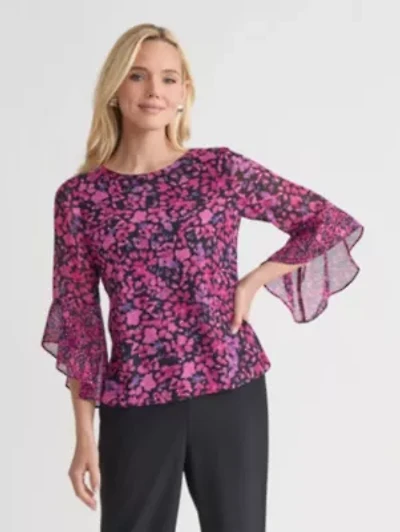 Petite Mini Floral Ruffle Sleeve Blouse