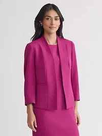 Petite Stretch Crepe Seamed Open Front Jacket