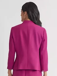 Petite Stretch Crepe Seamed Open Front Jacket
