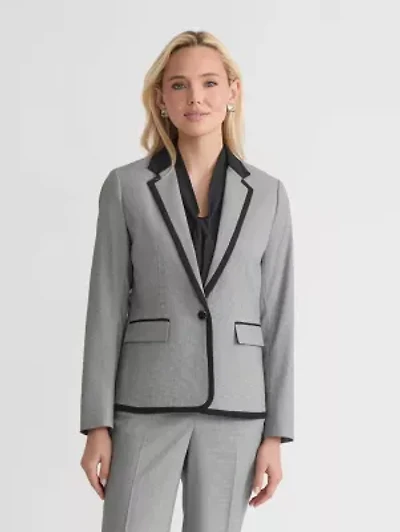 Petite Mini Check One Button Framed Jacket