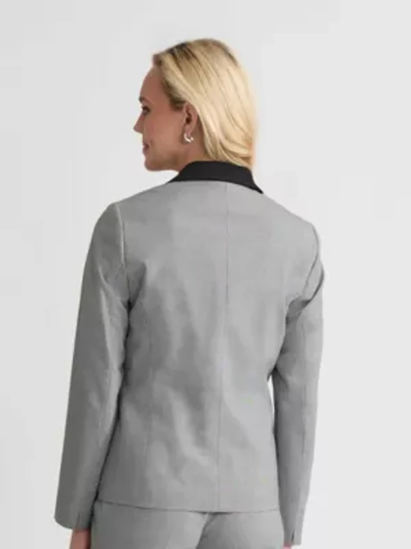 Petite Mini Check One Button Framed Jacket