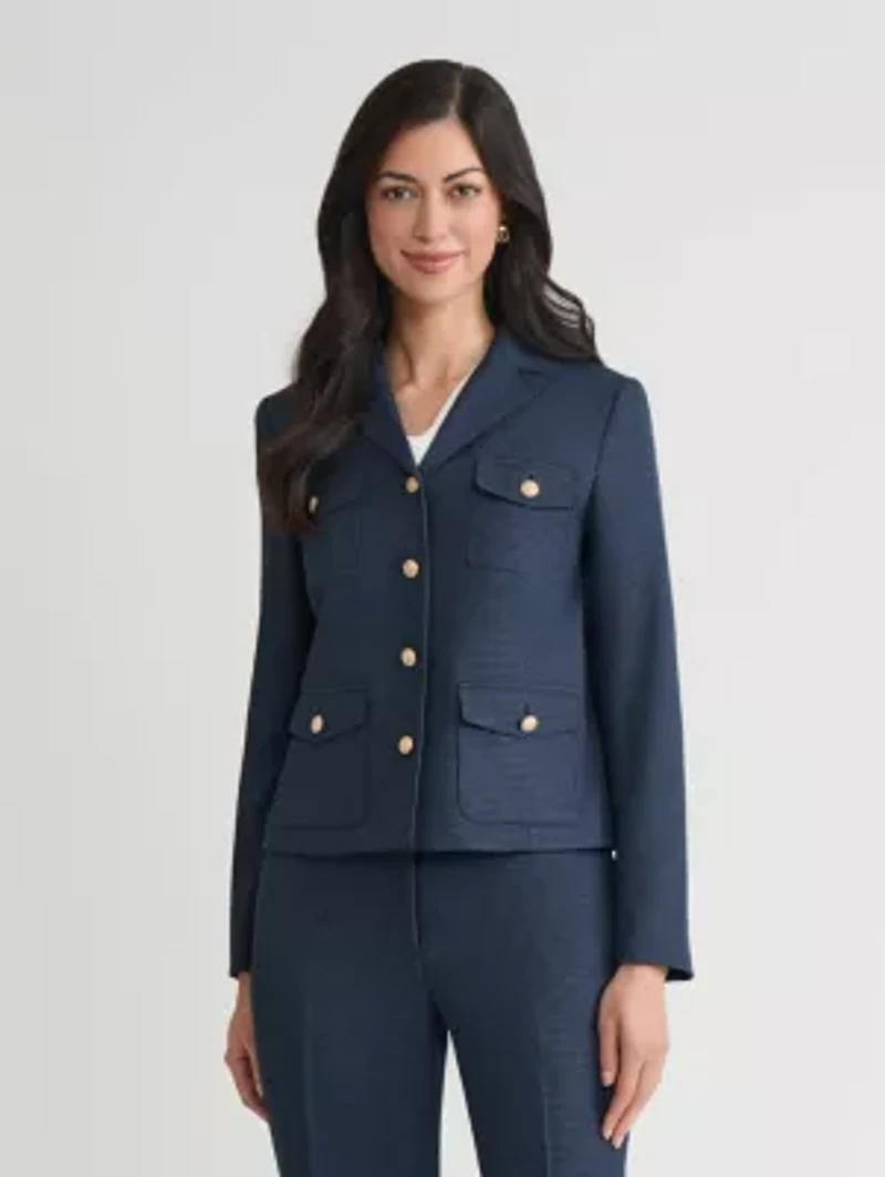 Petite Mini Check Four Pocket Jacket
