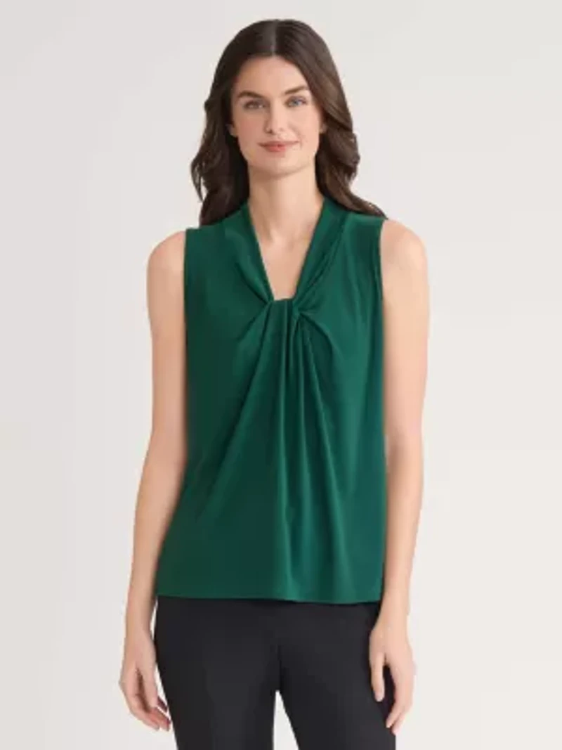 Petite Sleeveless Knot Front Knit Top