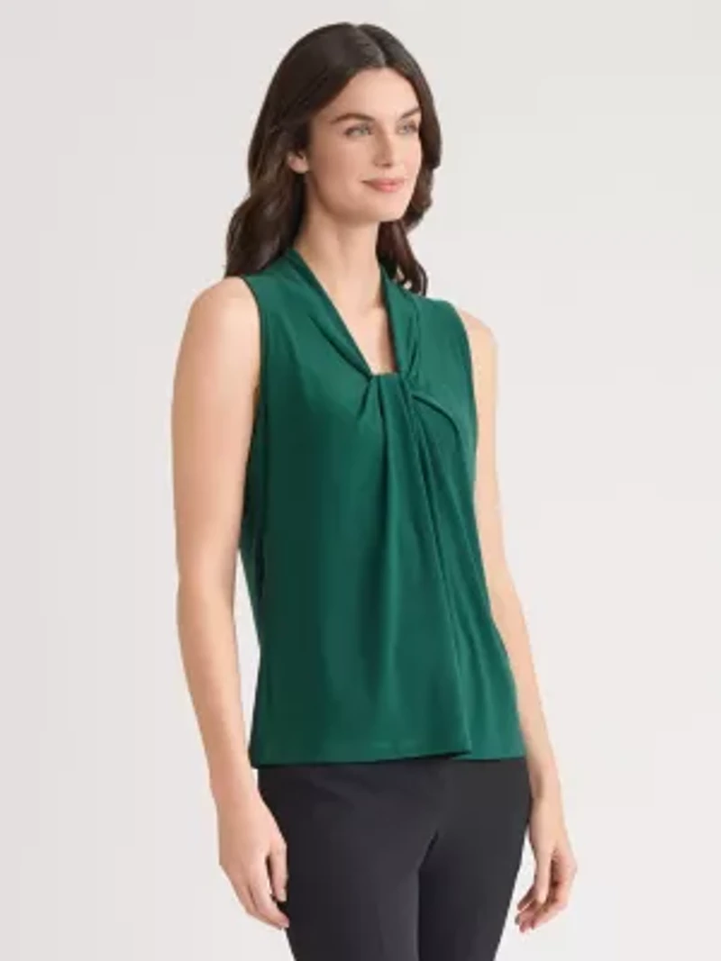 Petite Sleeveless Knot Front Knit Top