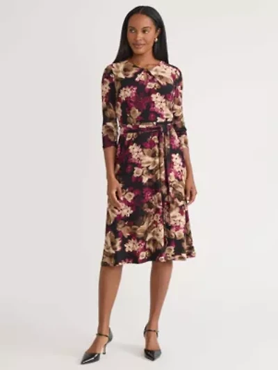Women's Floral Print Elbow Sleeve Dress