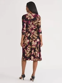 Women's Floral Print Elbow Sleeve Dress