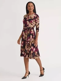 Women's Floral Print Elbow Sleeve Dress