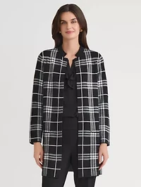 Petite Plaid Kissing Front Coatigan