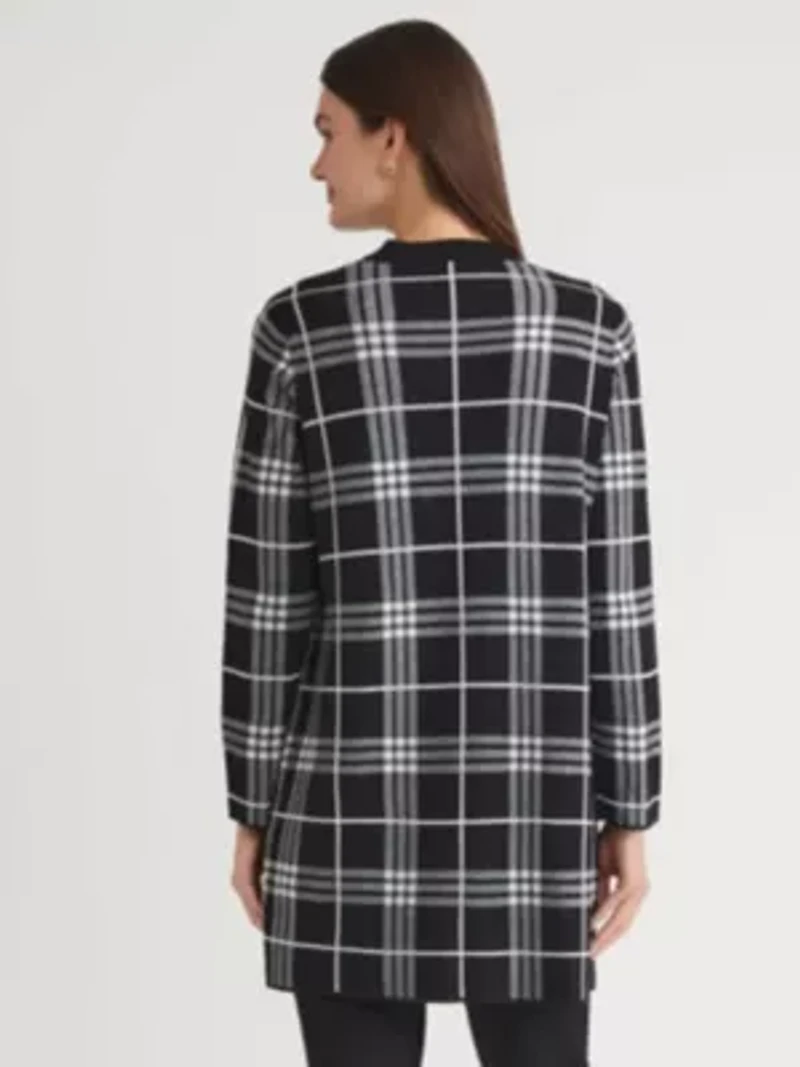 Petite Plaid Kissing Front Coatigan