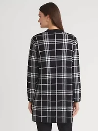 Petite Plaid Kissing Front Coatigan