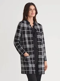 Petite Plaid Kissing Front Coatigan